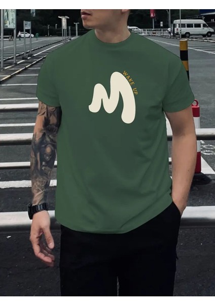 Unisex Pamuklu Wake Up Ön Baskılı Tasarım Tshirt fiyatları