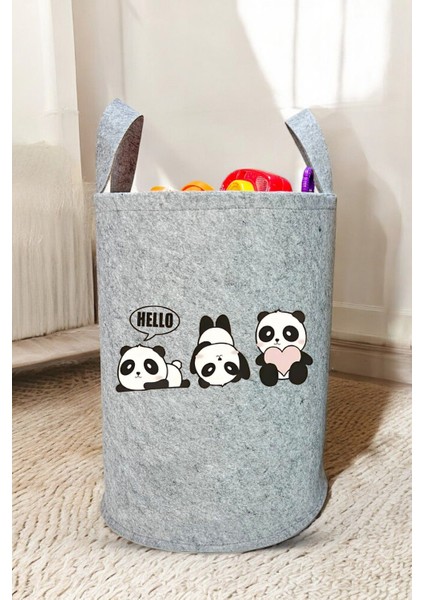 Unisex Panda Hello Bebek Çocuk Odası Düzenleyici Saklama Kutusu Oyuncak Kirli Sepeti 50X40 cm