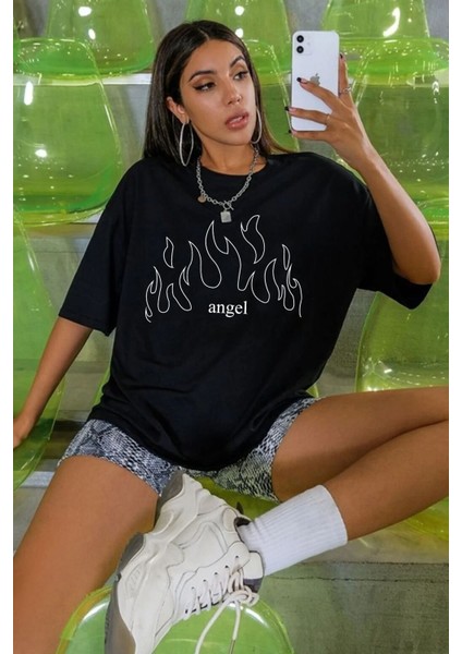 Unisex White Angel Baskılı Kısa Kol T-Shirt fiyatları
