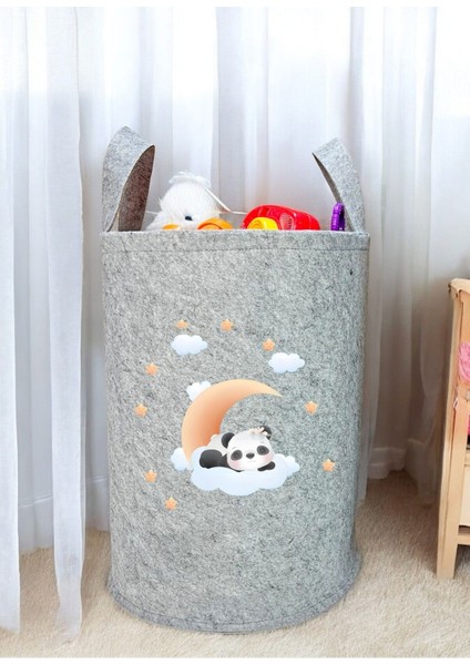 Unisex Uykucu Panda Desenli Bebek Çocuk Odası Düzenleyici Saklama Kutusu Oyuncak Kirli Sepeti 50X40