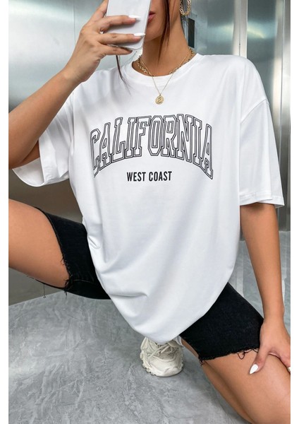 Unisex California West Coast Baskılı Tasarım Tshirt