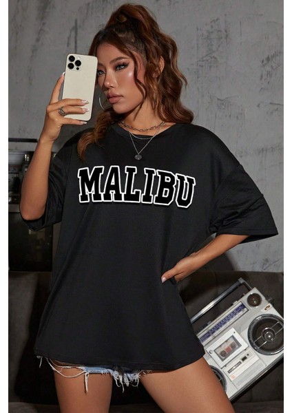 Unisex Malibu Baskılı Tasarım Tshirt
