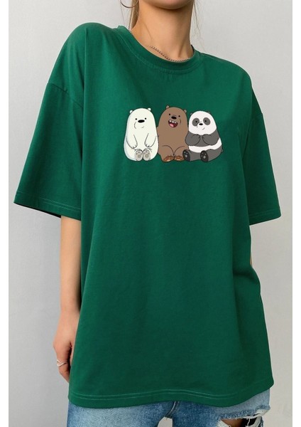 Unisex Kafadar Ayılar Baskılı Tasarım Tshirt