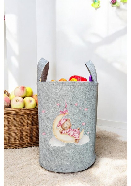 Unisex Ayı Desen Bebek Çocuk Odası Düzenleyici Saklama Kutusu Oyuncak Kirli Sepeti 40X35 cm