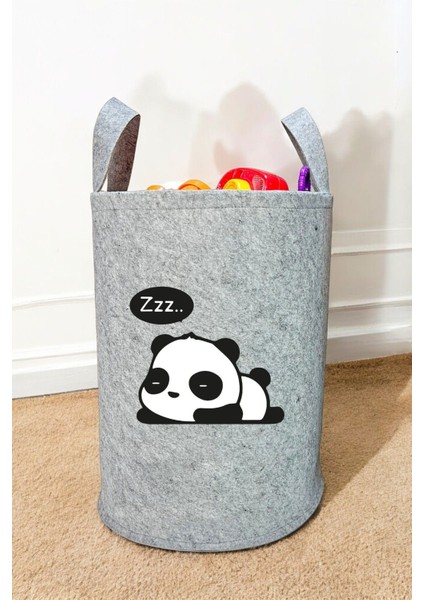 Unisex Panda Desenli Bebek Çocuk Odası Düzenleyici Saklama Kutusu Oyuncak Kirli Sepeti 40X35 cm