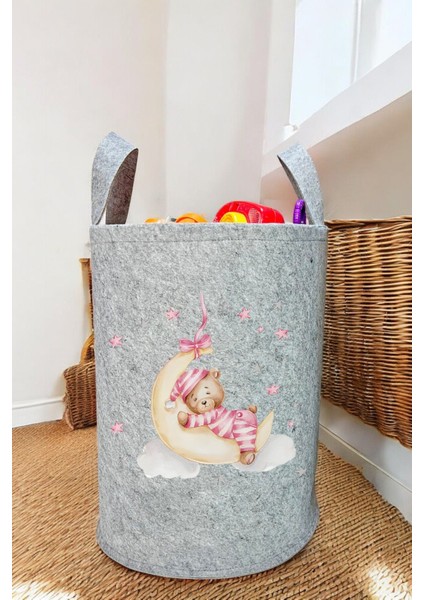 Unisex Ayı Desen Bebek Çocuk Odası Düzenleyici Saklama Kutusu Oyuncak Kirli Sepeti 50X40 cm