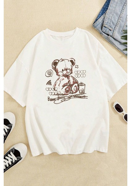 Unisex Bear Bear Baskılı Tasarım Tshirt