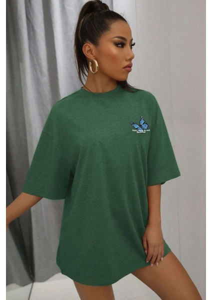 Unisex Kelebek Baskılı Tasarım Tshirt