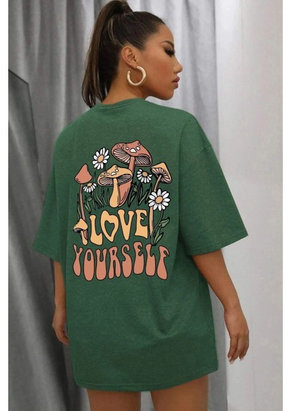 Unisex Love Yourself Sırt Baskılı Tasarım T-Shirt