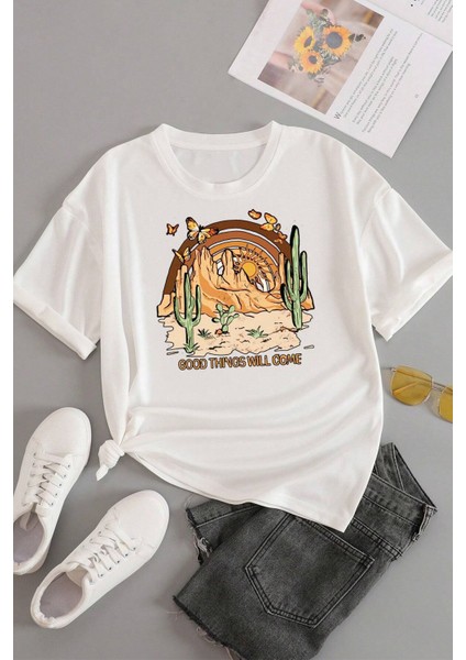 Unisex Good Things Will Come Baskılı Tasarım Tshirt