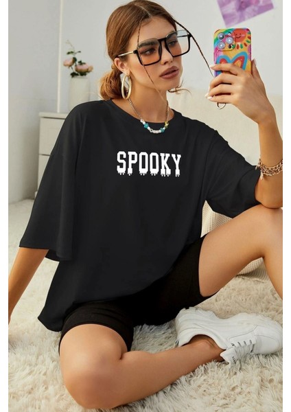 Unisex Spooky Baskılı Kısa Kol T-Shirt