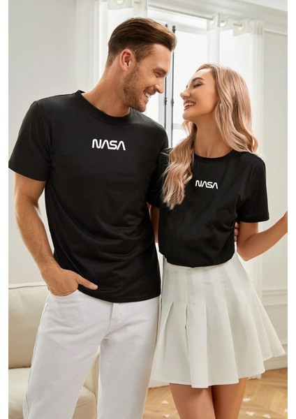 Unisex Nasa Baskılı Kısa Kol T-Shirt