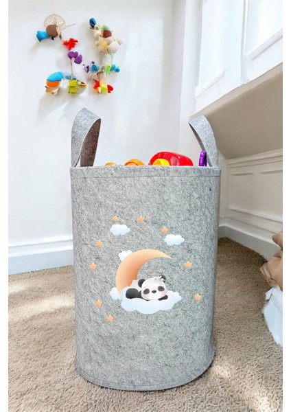 Unisex Uykucu Panda Desenli Bebek Çocuk Odası Düzenleyici Saklama Kutusu Oyuncak Kirli Sepeti 50X40
