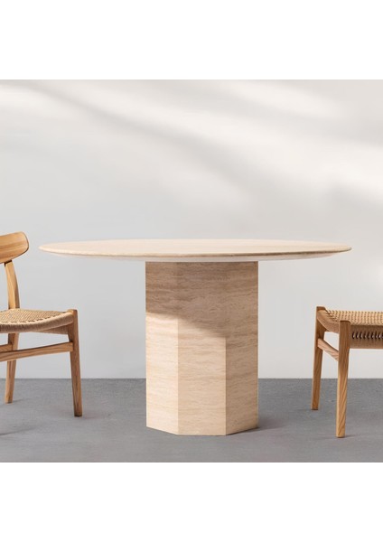 Luna Traverten Yemek Masası - Orta (130CM x 75CM)