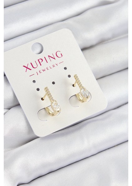Xuping Zirkon Taşlı I Model Gold Renk Kadın Küpe