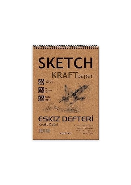 Eti̇ka Kraft Kağıt A5 Eskiz Defteri 90 Gr. Spiralli 50 Yaprak Sketchbook