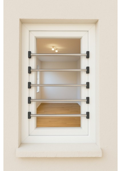 -5 Adet Tek Çubuklu (42 Cm-80 Cm Arası Ayarlanabilir Genişlik) Pencere Güvenlik Bariyeri, Çocuklar İçin Pencere Güvenlik Sistemleri, Portatif Pencere Korkuluğu.