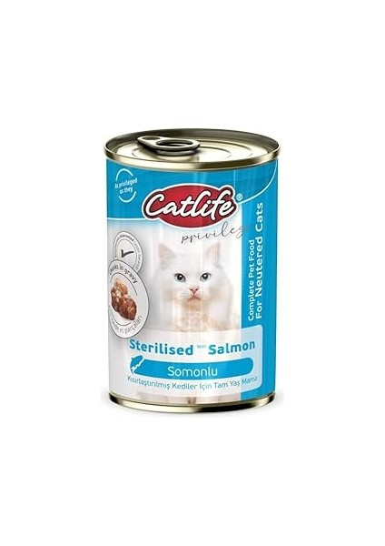 Catlife CLF18 Yaş Maması, Somonlu, Konserve, Yetişkin, Kısırlaştırılmış, 400 G