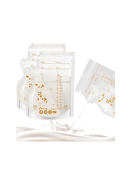 Xspring Anne Sütü Saklama Poşetleri, 8.5 Oz / 30 Adet Anne Sütü Saklama Poşeti, Çift Zip Kilitli, K