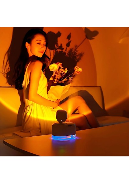 Sunset Led'li Esansiyel Hava Nemlendiricili USB Şarj Sunset Lamba ve Hava Nemlendirici Bir Arada fırsatları