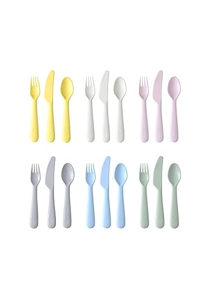 Kalas Bebek/bebek 18 Parça Çatal Kaşık Seti, Pastel Çok Renkli, Bpa Içermez