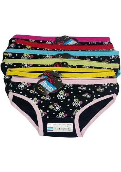 2578 Berrak Baskılı Siyah Kız Çocuk Külotu 1-2 Yaş