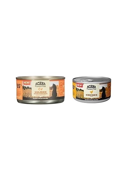 Acana Premium Pate (Ezme) Konserve Yaş Maması, Somonlu ve Tavuklu, 85 gr & Acana Premium Pate
