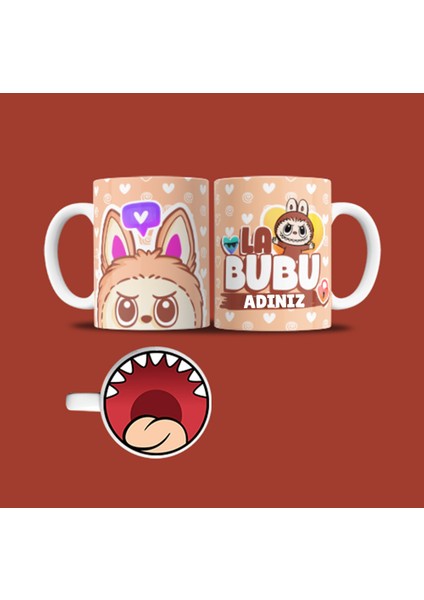 Labubu Kişiye Özel Tabanı Ağız Desenli Kupa Bardak Model 5 fiyatları