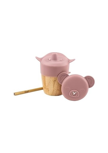 Citron Citron 2'si 1 Arada Kapaklı ve Pipetli Organik Alıştırma Bardağı - Pink 1073643