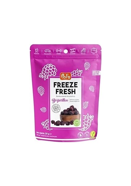 Freeze Fresh Dondurularak Kurutulmuş Böğürtlen 20 gr