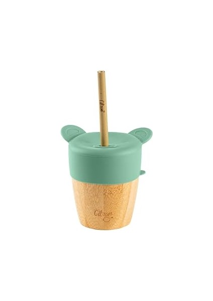 Citron Citron 2'si 1 Arada Kapaklı ve Pipetli Organik Alıştırma Bardağı - Green 1073629