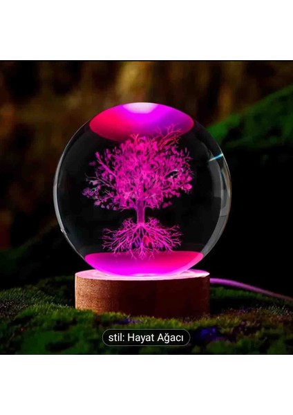 Premium Kristal Cam Kar Küresi 3D Işıklı Rgb'li Lamba Ahşap Taban LED Dekoratif Usb'li Hediyelik Seti fiyatları