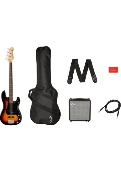 Squier Affinity Precision Bass Pj Laurel Klavye 3-Color Sunburst Rumble 15 Bas Gitar Seti