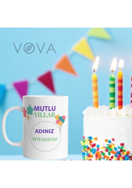 Kişiselleştirilebilir Doğum Günü Kupası – Porselen Bardak 330 ml Neşeli Tasarım modelleri