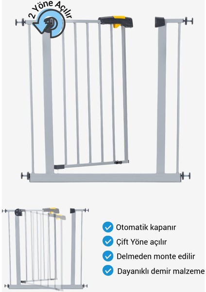 Pro 75-80 cm Çocuk Merdiven ve Güvenlik Kapısı, Merdiven Korkuluğu, Gri fiyatları
