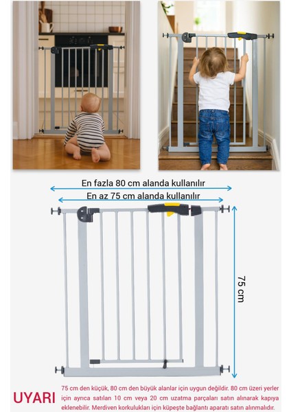 Pro 75-80 cm Çocuk Merdiven ve Güvenlik Kapısı, Merdiven Korkuluğu, Gri modelleri