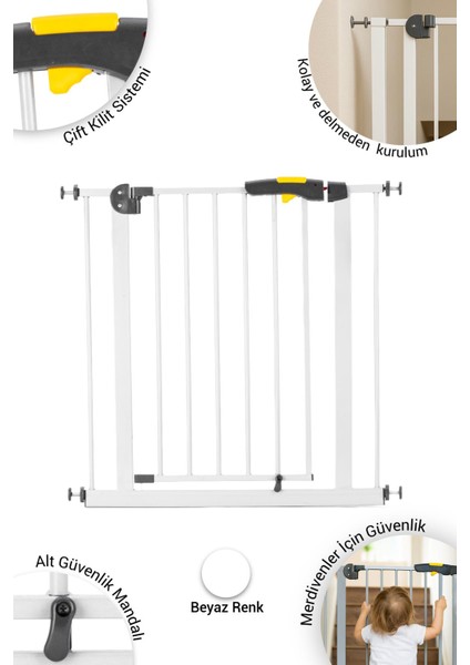 Pro 75-80 cm Çocuk Güvenlik Kapısı, Merdiven Kapısı ve Korkuluk, Beyaz