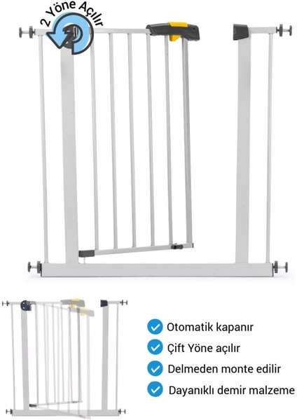 Pro 75-80 cm Çocuk Güvenlik Kapısı, Merdiven Kapısı ve Korkuluk, Beyaz fiyatları