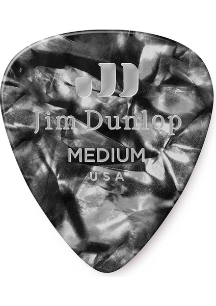 Jim Dunlop 483R02MD Genuine Celluloid Black Pearloid Pena (Medium)