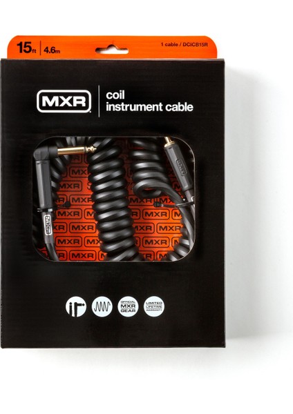 Mxr DCICB15R Blk Ra Right/straight Coil Kablo (4.5 M)