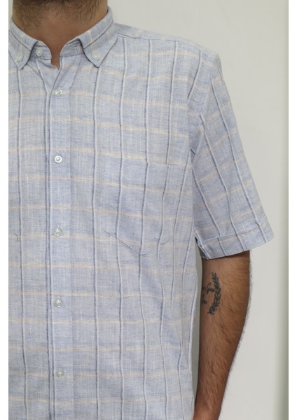 Fistan Store Erkek Ekose Kareli Klasik Kesim Rahat Kalıp Tek Cepli Kısa Kollu Yazlık Gömlek fiyatları