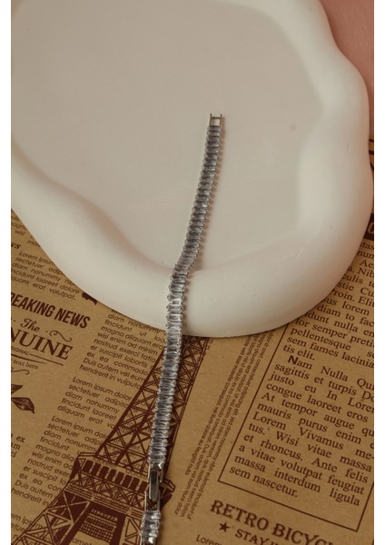 Zirkon Taşlı Silver Su Yolu Bileklik