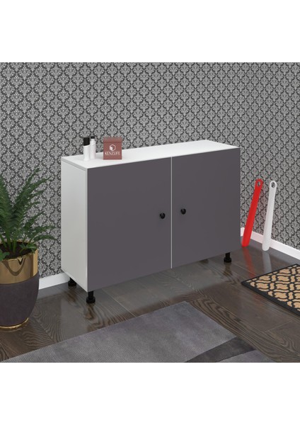 Kenzlife Ayakkabılık Merkub4 Gribyz 68*100*32 Kapaklı 4 Raflı 20 Çift Ayakkabı Kapasitesi