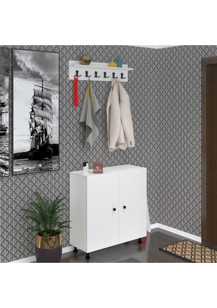 Kenzlife Portmanto Ayakkabılık ve Askılık Tomak5 Byzbyz 83*100*32 Yirmibeş Çift Ayakkabı Kapasitesi