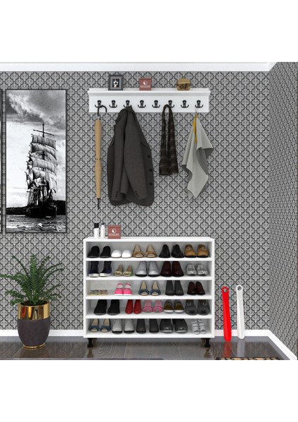 Kenzlife Portmanto Ayakkabılık ve Askılık Tomak5 Byzbyz 83*100*32 Yirmibeş Çift Ayakkabı Kapasitesi fiyatları