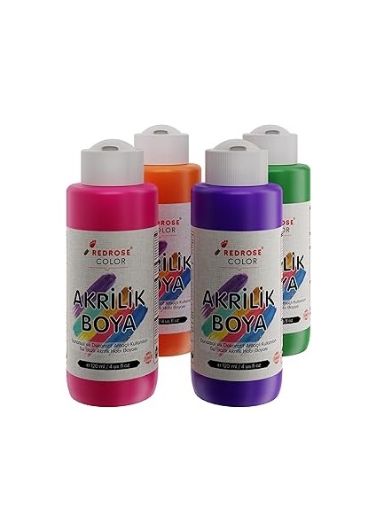 Red Rose Ara Renkler Akrilik Boya 4'lü Set 4X120 ml