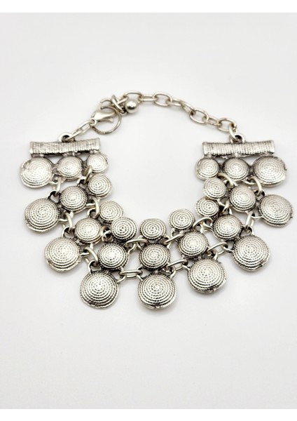 Zamak Metal ( 0 Nikel ) 925 Gümüş Kaplama Vintage Tarz Bileklik