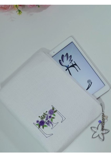 Majestic Blooms - Mor Monogram Harfli Portföy Çanta