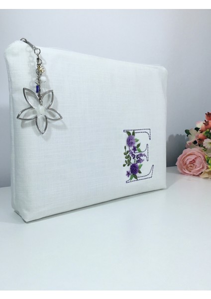 Majestic Blooms - Mor Monogram Harfli Portföy Çanta fiyatları