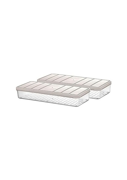 Selka Home - Nora 2'li 1.2 Litre Küçük Boy Ekru Saklama Kabı